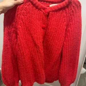 Sezane Vibrant Red Cardigan
